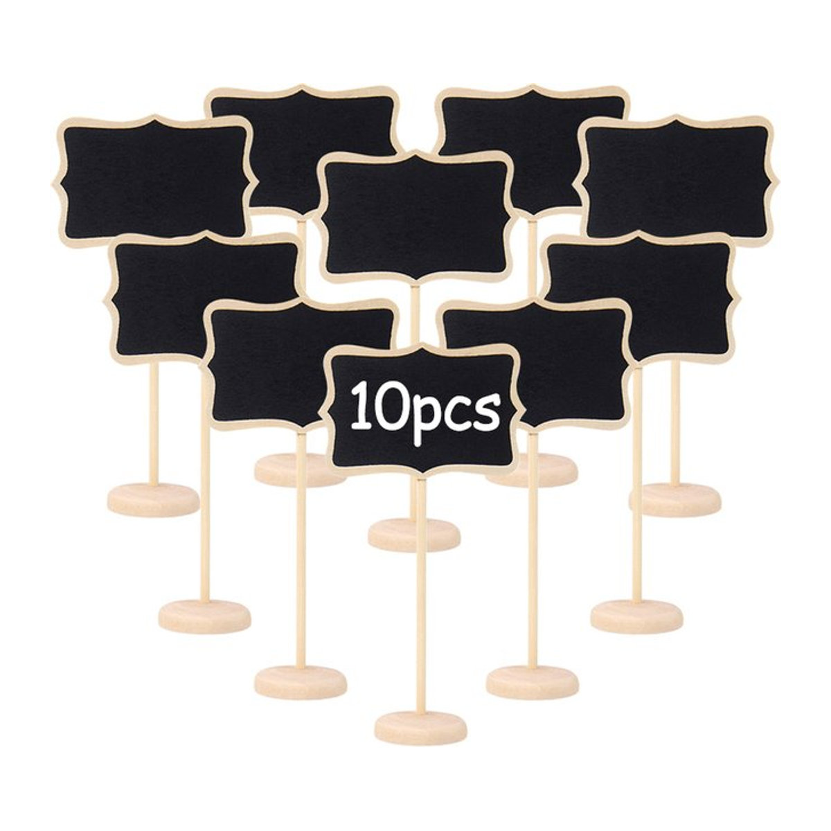 xunyihappy Mini Holz Tafel als Tischkarte und Buffet Etiketten für Hochzeit oder Geburtstag in Braun und Schwarz - Bild 1