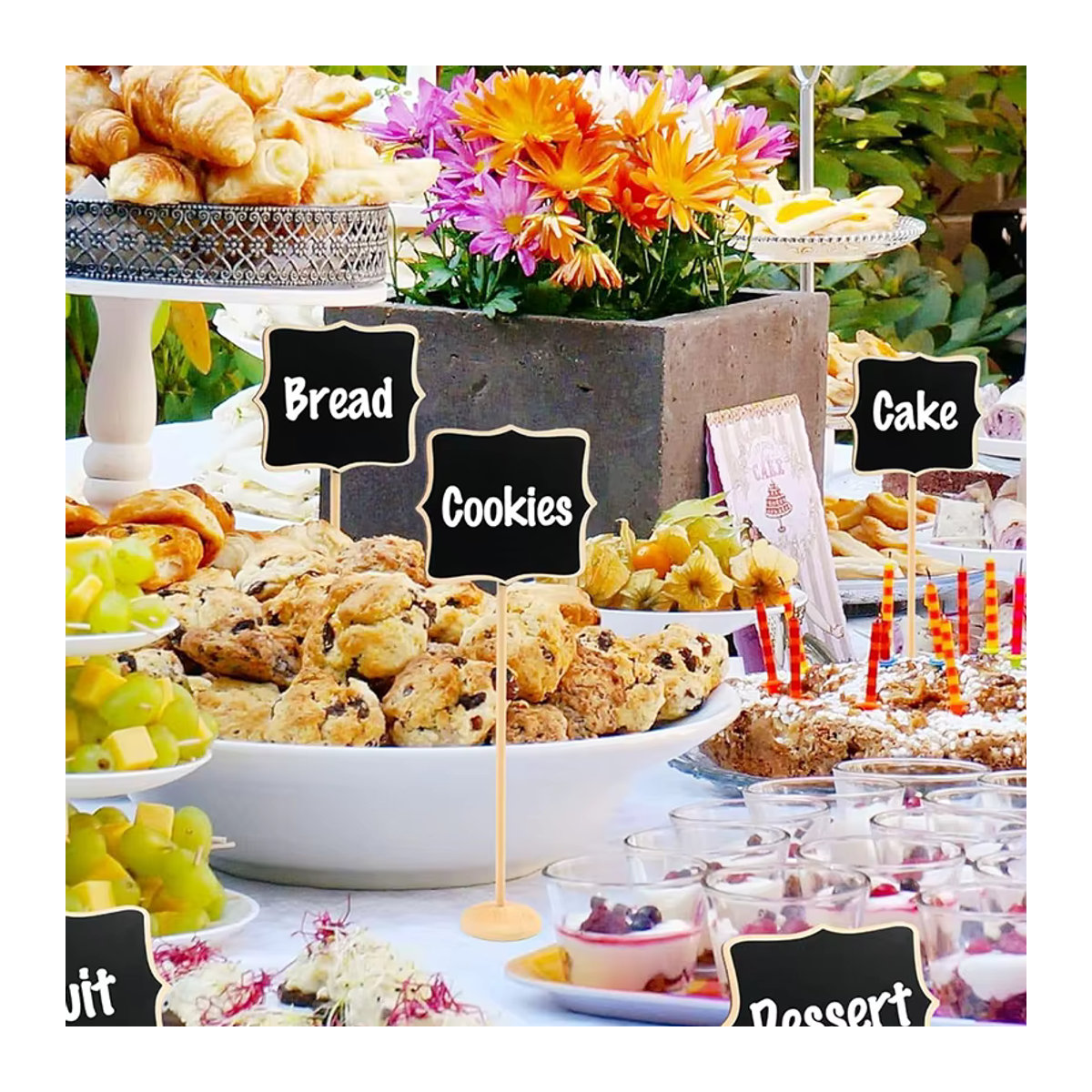 xunyihappy Mini Holz Tafel als Tischkarte und Buffet Etiketten für Hochzeit oder Geburtstag in Braun und Schwarz - Bild 6