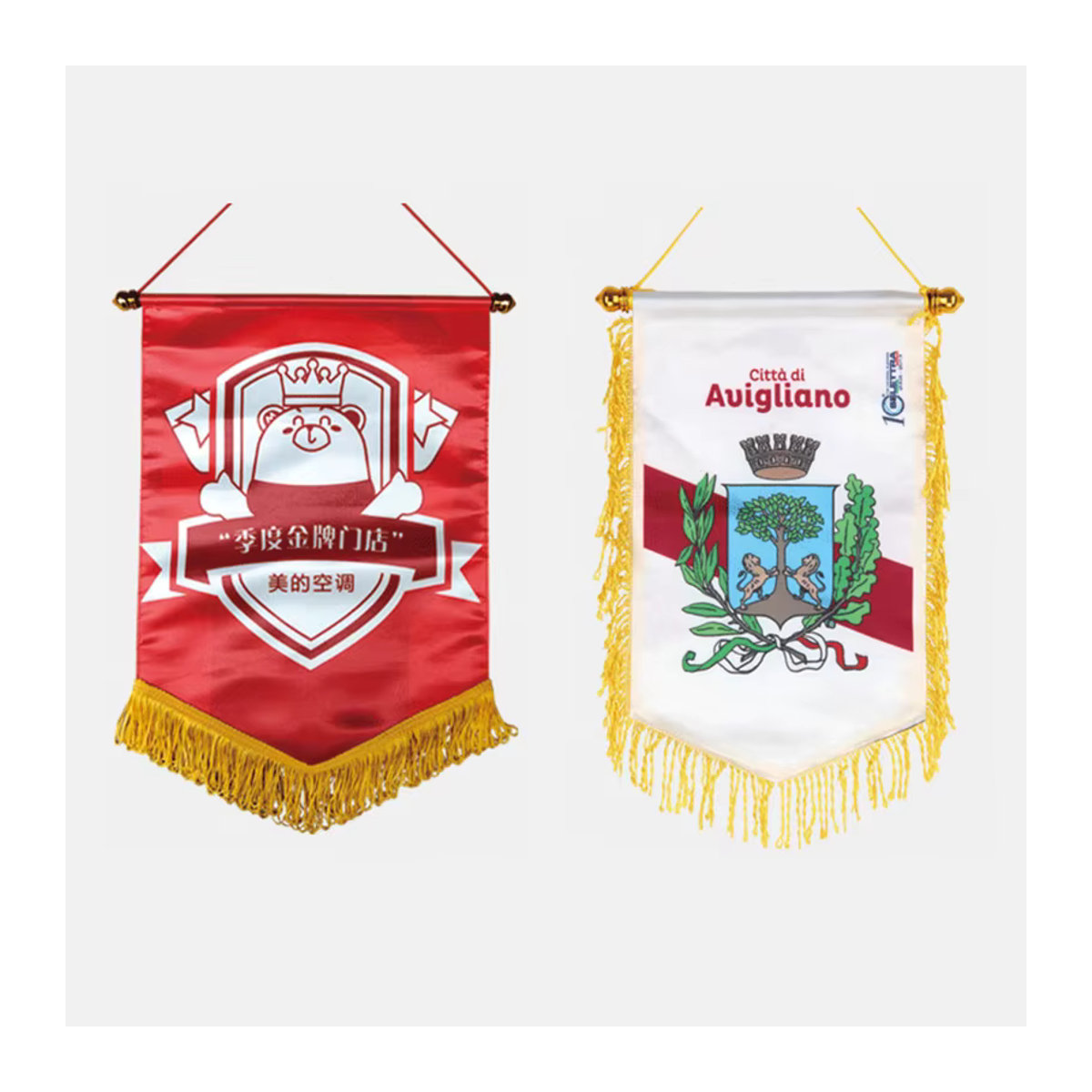 xvggdg Individuelles quadratisches Flaggenbanner mit Logo als hängender Wimpel aus Textil in Gelb und Mehrfarbig - Bild 1