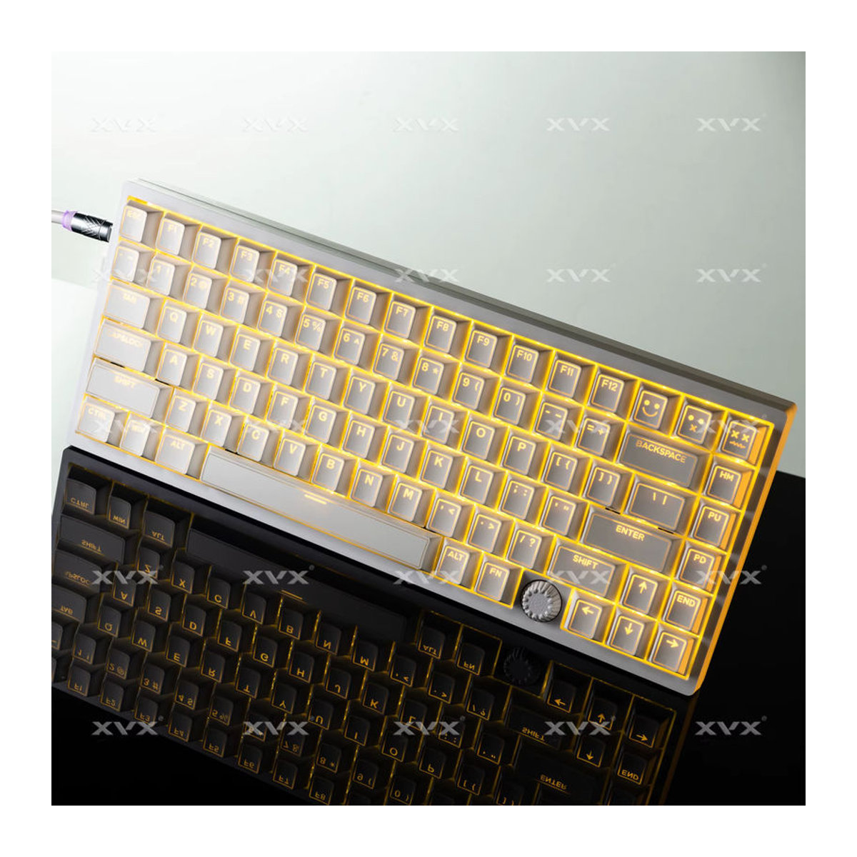 XVX Prism Shine Through Double Shot Cherry Profile PBT Keycap Set in Weiß und Schwarz mit 142 Tasten - Bild 2