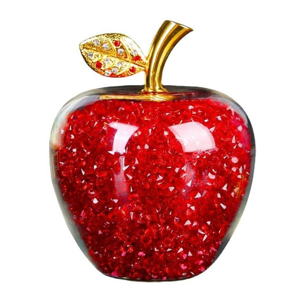 XYKK01 Kristall-Apfel Dekoration in Rot aus Glas und Kunstharz - Bild 3