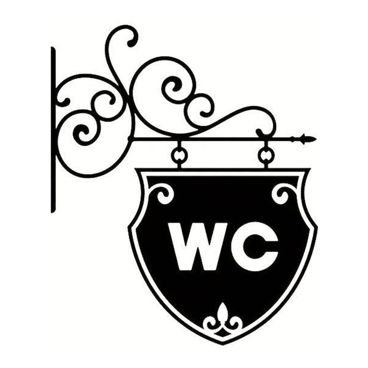 XYKK01 Toilettenschild Wandaufkleber in Schwarz-Weiß, dekorativer selbstklebender Badezimmer Aufkleber aus Kunststoff im Vintage-Stil - Bild 1