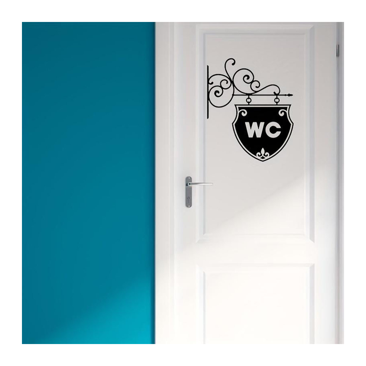 XYKK01 Toilettenschild Wandaufkleber in Schwarz-Weiß, dekorativer selbstklebender Badezimmer Aufkleber aus Kunststoff im Vintage-Stil - Bild 2