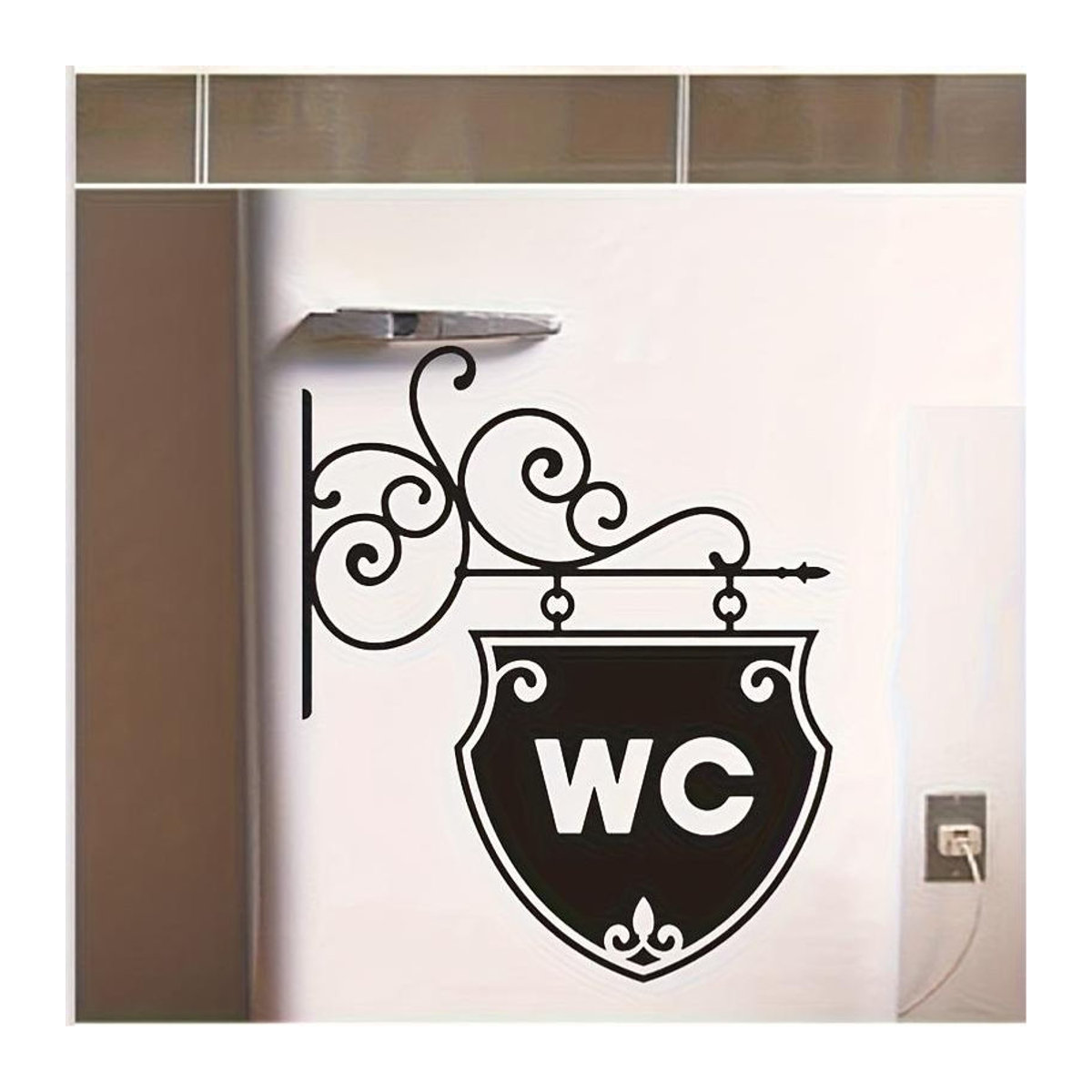 XYKK01 Toilettenschild Wandaufkleber in Schwarz-Weiß, dekorativer selbstklebender Badezimmer Aufkleber aus Kunststoff im Vintage-Stil - Bild 3