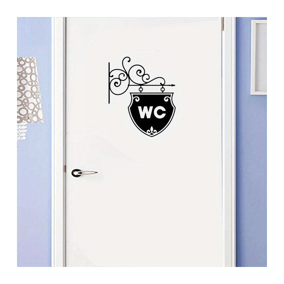 XYKK01 Toilettenschild Wandaufkleber in Schwarz-Weiß, dekorativer selbstklebender Badezimmer Aufkleber aus Kunststoff im Vintage-Stil - Bild 4