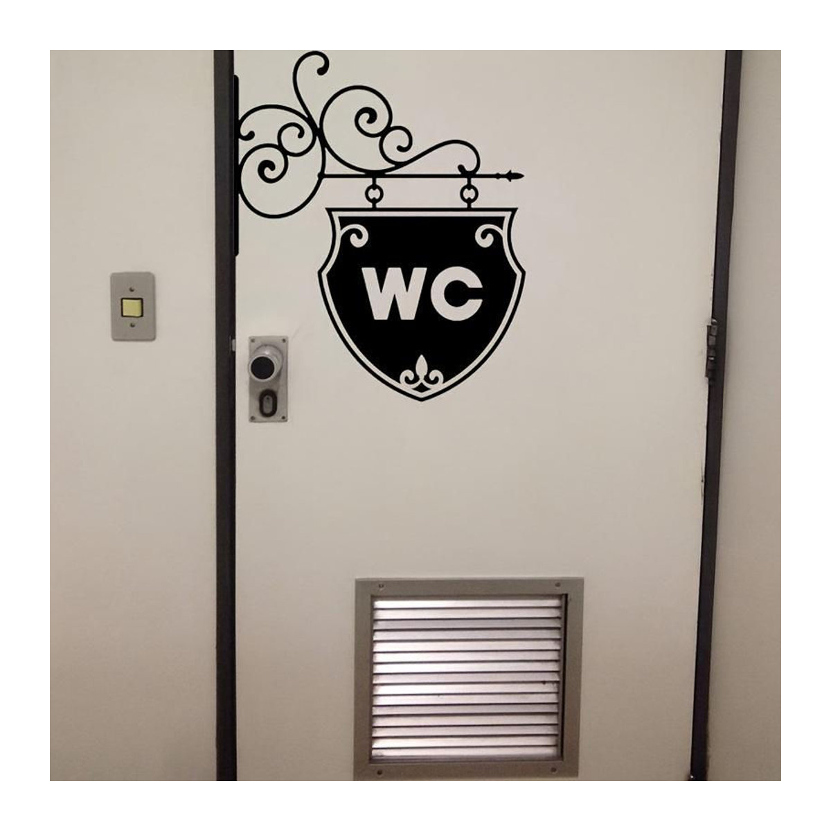 XYKK01 Toilettenschild Wandaufkleber in Schwarz-Weiß, dekorativer selbstklebender Badezimmer Aufkleber aus Kunststoff im Vintage-Stil - Bild 6