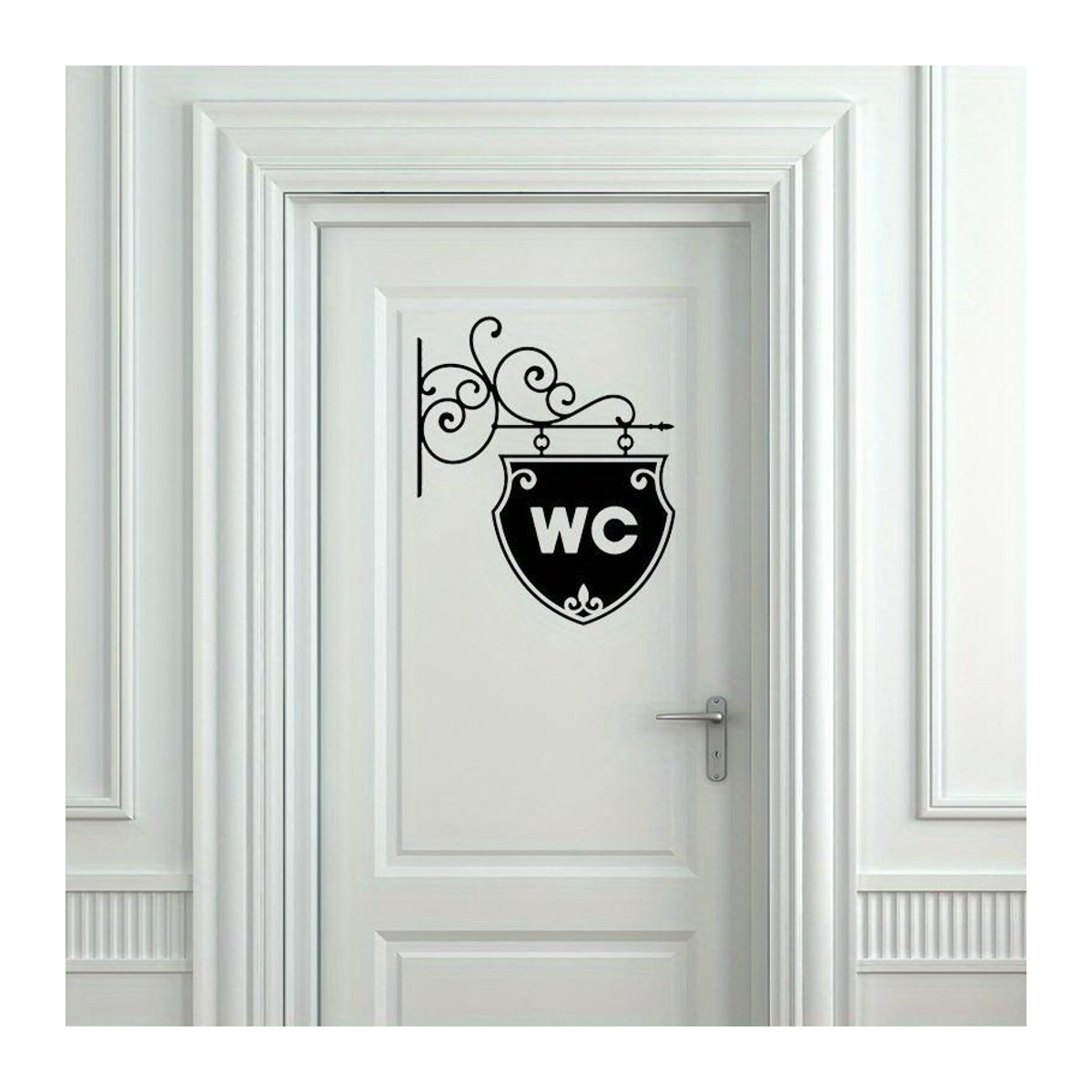 XYKK01 Toilettenschild Wandaufkleber in Schwarz-Weiß, dekorativer selbstklebender Badezimmer Aufkleber aus Kunststoff im Vintage-Stil - Bild 7