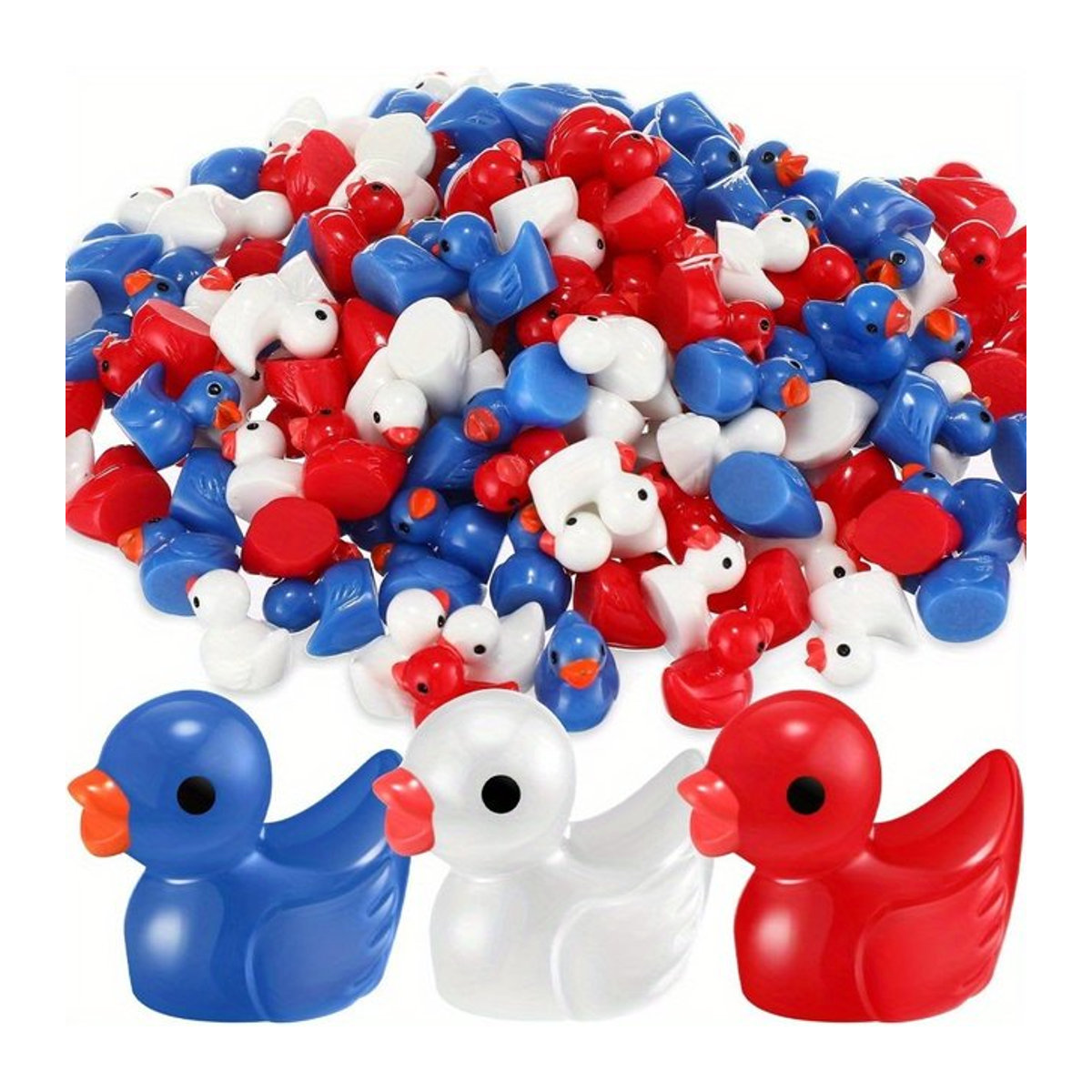XYTLEZONE Mini-Enten aus Kunstharz in Blau, Rot und Weiß für den Unabhängigkeitstag - Bild 1