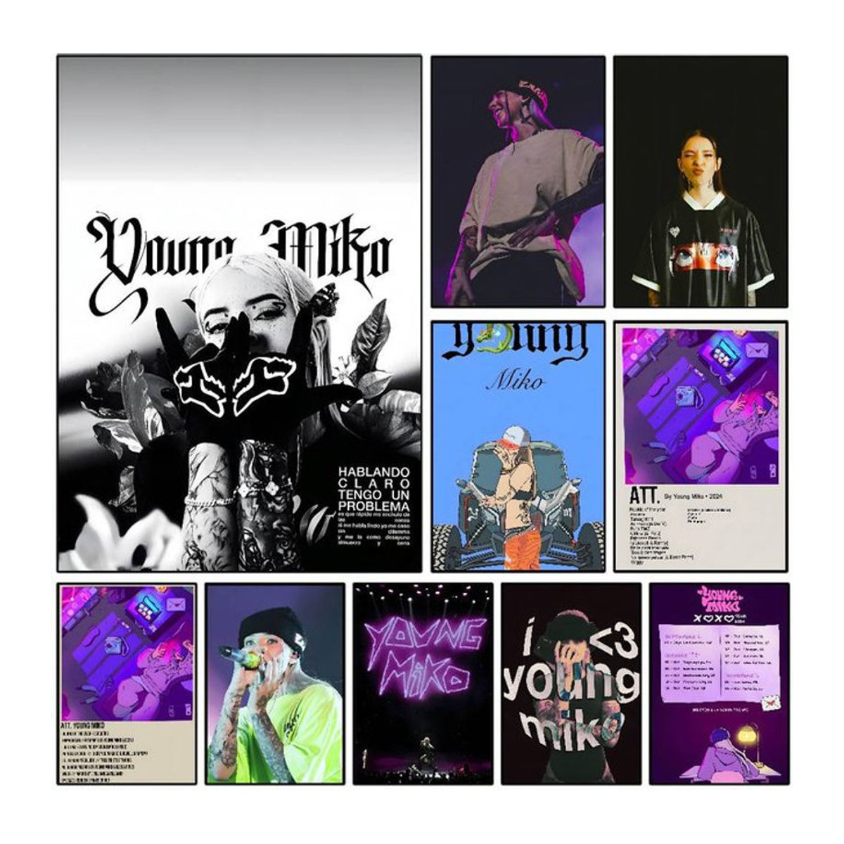 Y-Young M-Miko RAPPER Poster Porträt Kunst auf Papier, mehrfarbig, wandmontiert - Bild 1