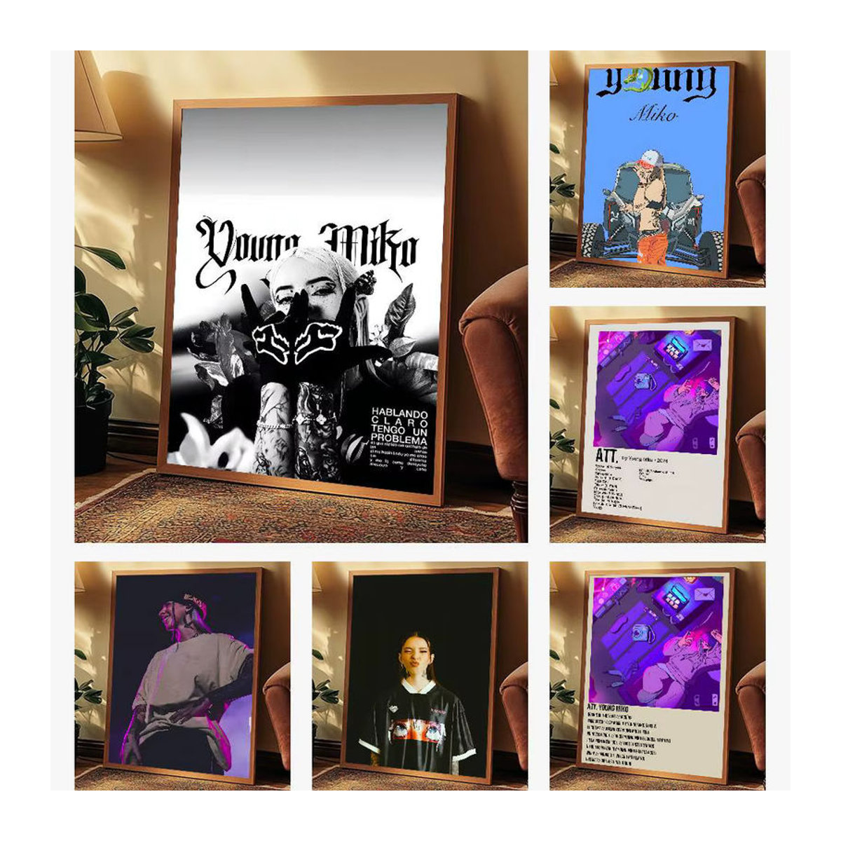 Y-Young M-Miko RAPPER Poster Porträt Kunst auf Papier, mehrfarbig, wandmontiert - Bild 3