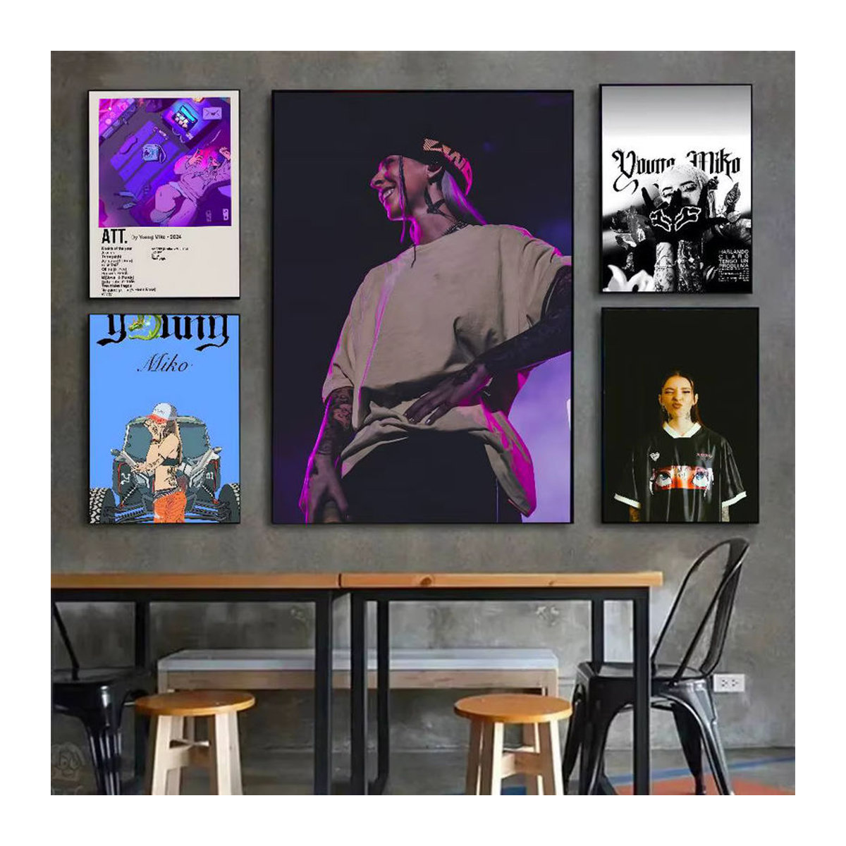 Y-Young M-Miko RAPPER Poster Porträt Kunst auf Papier, mehrfarbig, wandmontiert - Bild 4