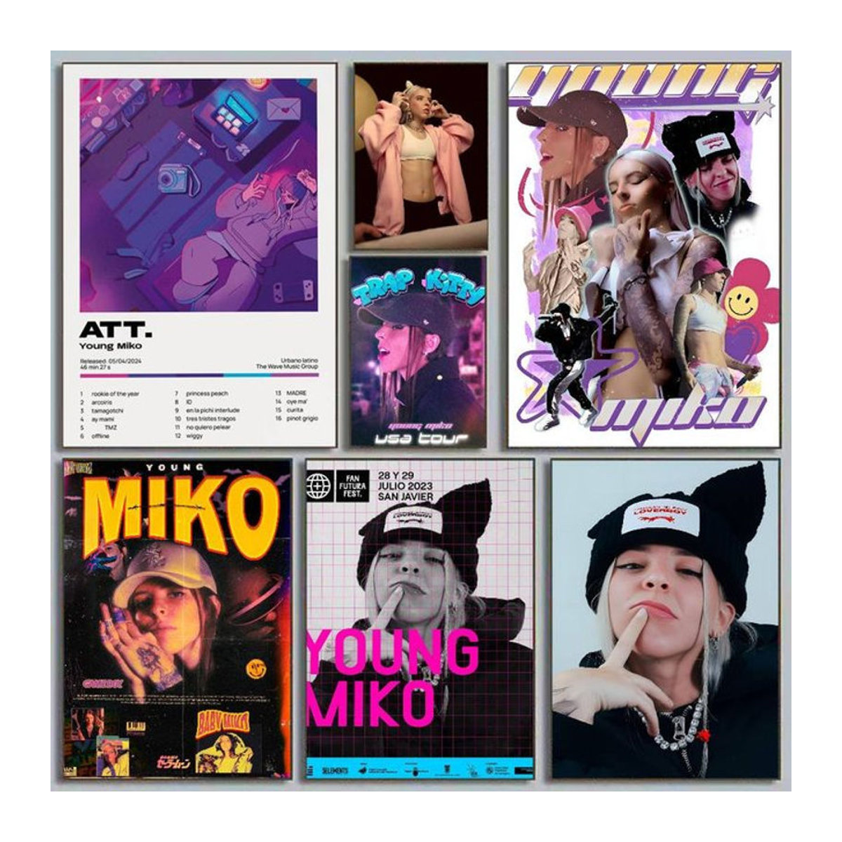 Y-Young Miko Poster Kunst Porträt auf Papier, mehrfarbig, Hochformat, Rahmenlos - Bild 1