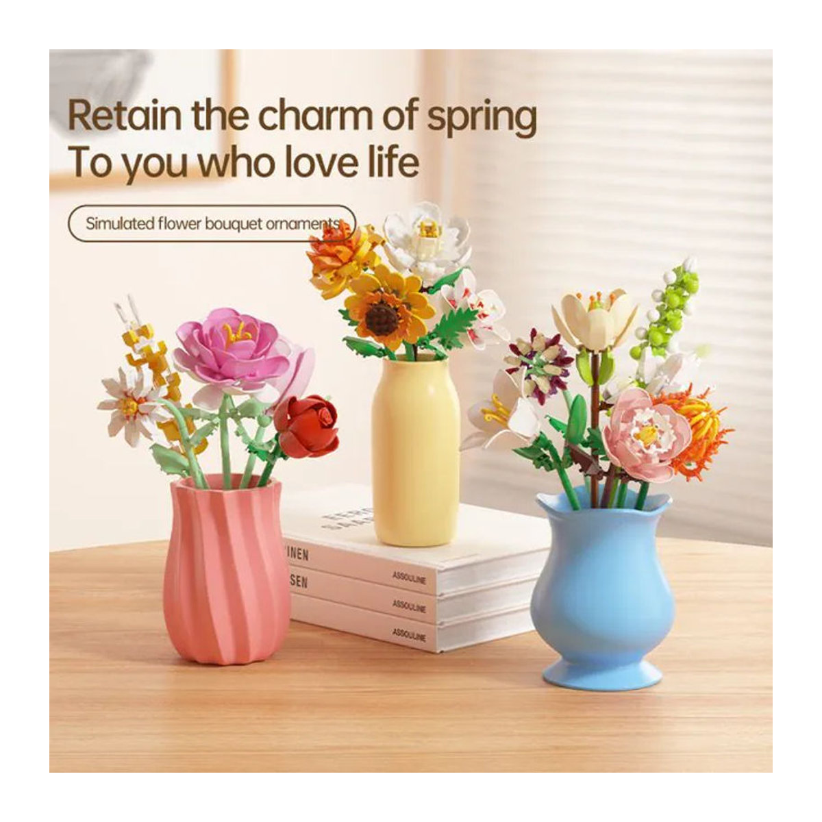 Yaafun DIY Blumen-Bausteine Set mit 16 verschiedenen Stilen als florale Dekoration in Mehrfarbig für Kinder und Erwachsene - Bild 1