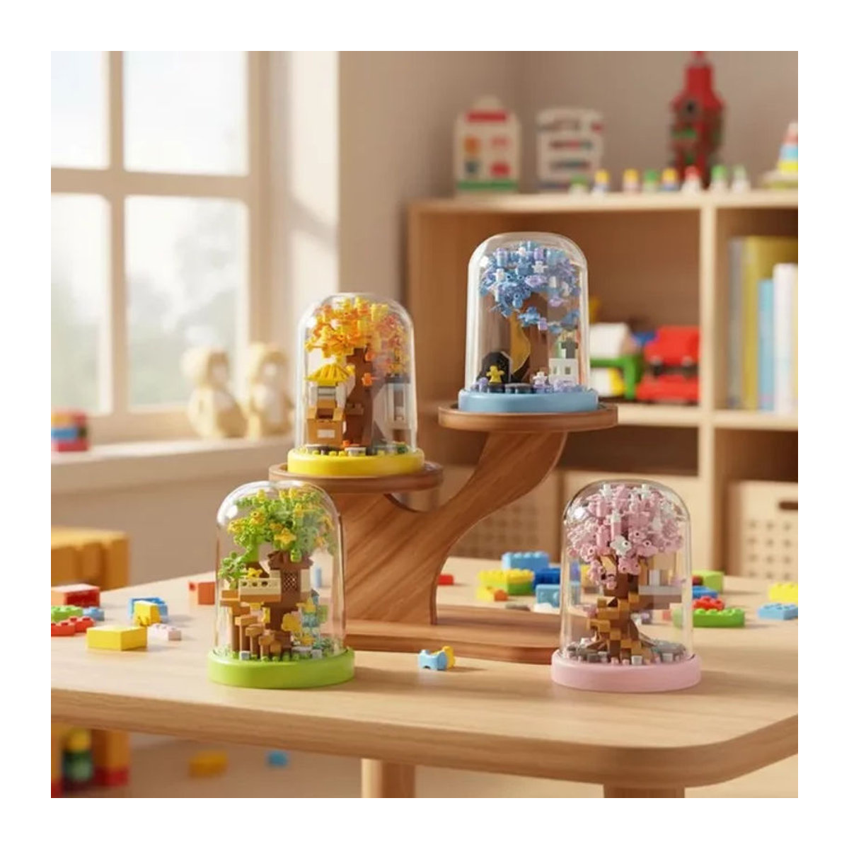 Yaafun DIY Sakura-Baumhaus-Set Mehrfarbiger Kirschblüten-Feengarten aus Kunststoff zur Dekoration - Bild 1