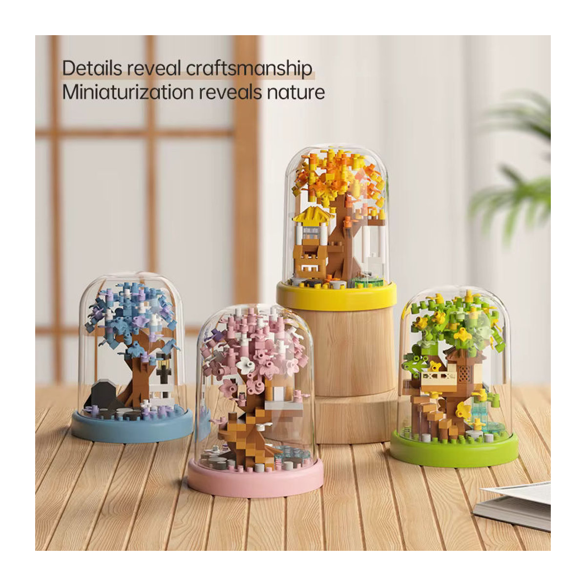 Yaafun DIY Sakura-Baumhaus-Set Mehrfarbiger Kirschblüten-Feengarten aus Kunststoff zur Dekoration - Bild 4