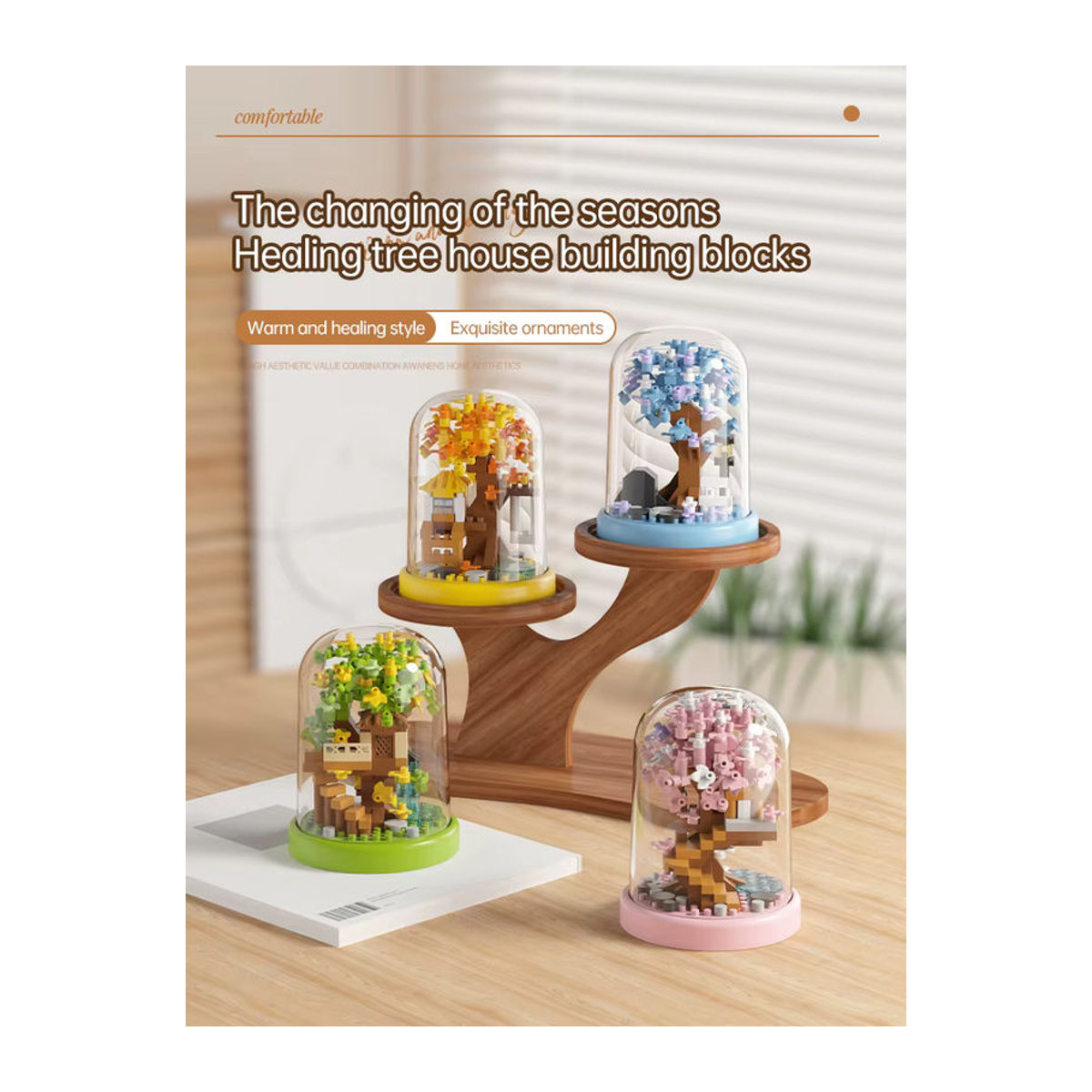 Yaafun DIY Sakura-Baumhaus-Set Mehrfarbiger Kirschblüten-Feengarten aus Kunststoff zur Dekoration - Bild 7