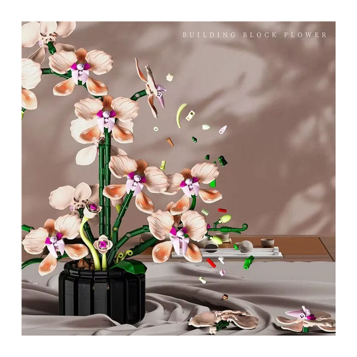 Yaafun MOC Phalaenopsis Orchideen-Baustein-Set, Kreatives DIY Blumen-Bouquet Modell aus Kunststoff, Mehrfarbig, 866 Teile - Bild 3