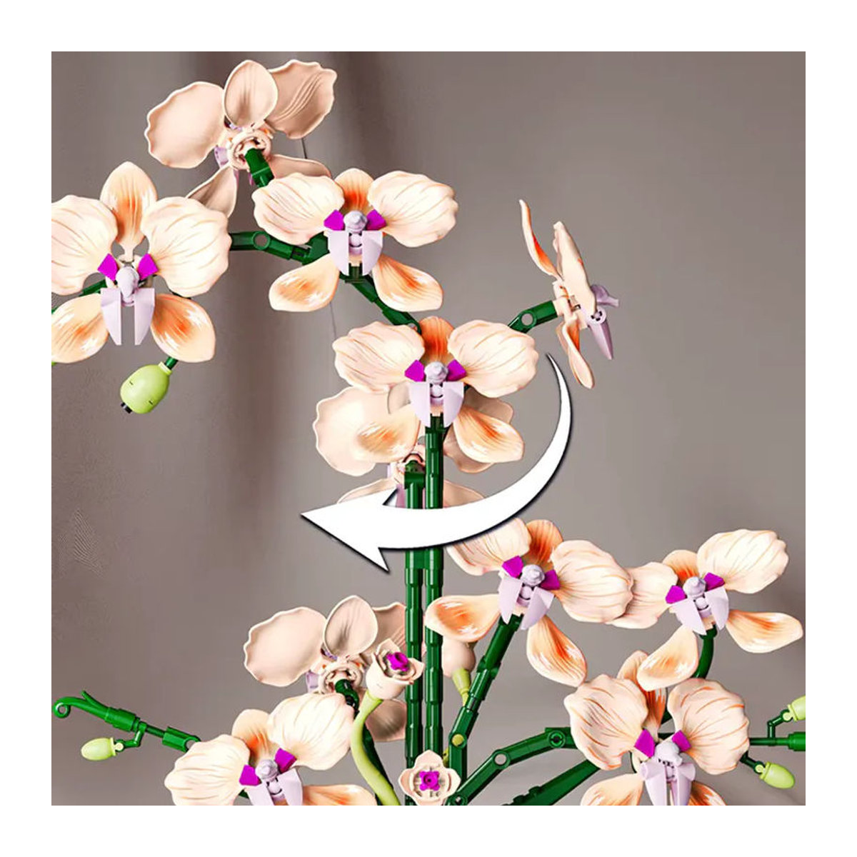 Yaafun MOC Phalaenopsis Orchideen-Baustein-Set, Kreatives DIY Blumen-Bouquet Modell aus Kunststoff, Mehrfarbig, 866 Teile - Bild 4