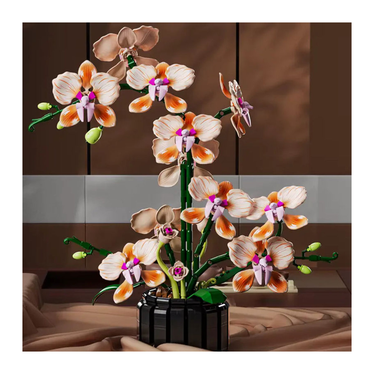Yaafun MOC Phalaenopsis Orchideen-Baustein-Set, Kreatives DIY Blumen-Bouquet Modell aus Kunststoff, Mehrfarbig, 866 Teile - Bild 6