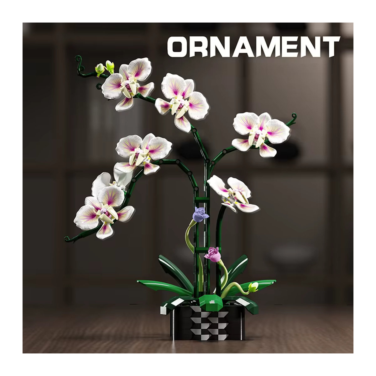 Yaafun Phalaenopsis Orchideen-Bausteine Blumenstrauß Pflanzenset, mehrfarbig, kreative Desktop-Dekoration aus Kunststoff - Bild 2