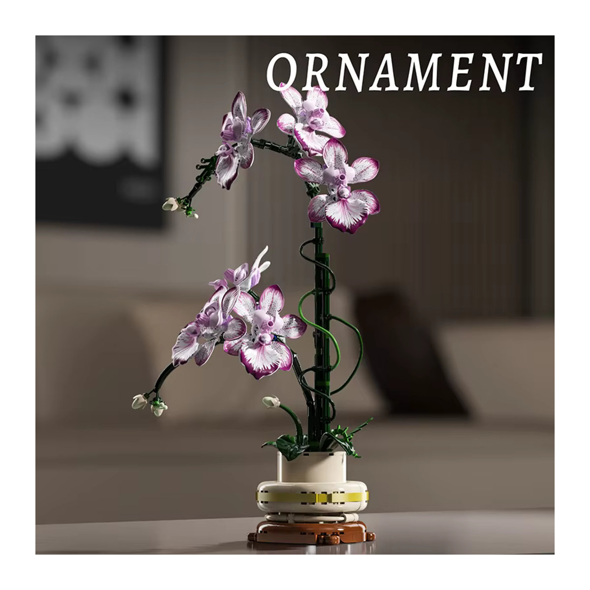Yaafun Phalaenopsis Orchideen-Bausteine Blumenstrauß Pflanzenset, mehrfarbig, kreative Desktop-Dekoration aus Kunststoff - Bild 3