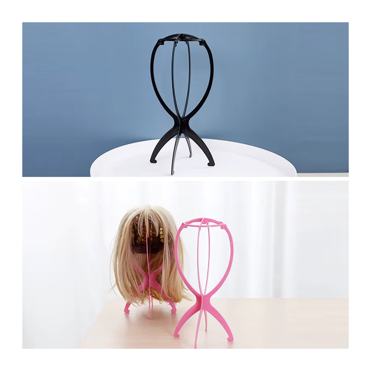 Yajukai Perückenständer aus Kunststoff in Rosa, Tragbarer Mannequin-Kopf zur Aufbewahrung und zum Display, Höhe: 36 cm, Breite: 17 cm - Bild 5