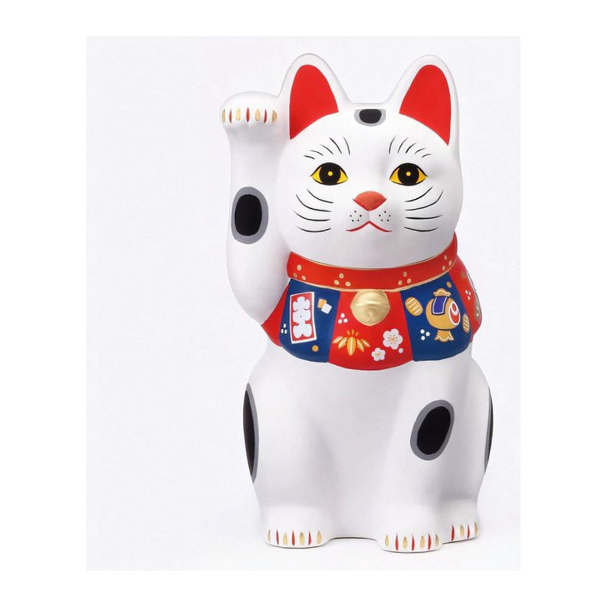 Yakushigama Maneki-neko Glücksbringer aus Keramik in Weiß - Bild 1