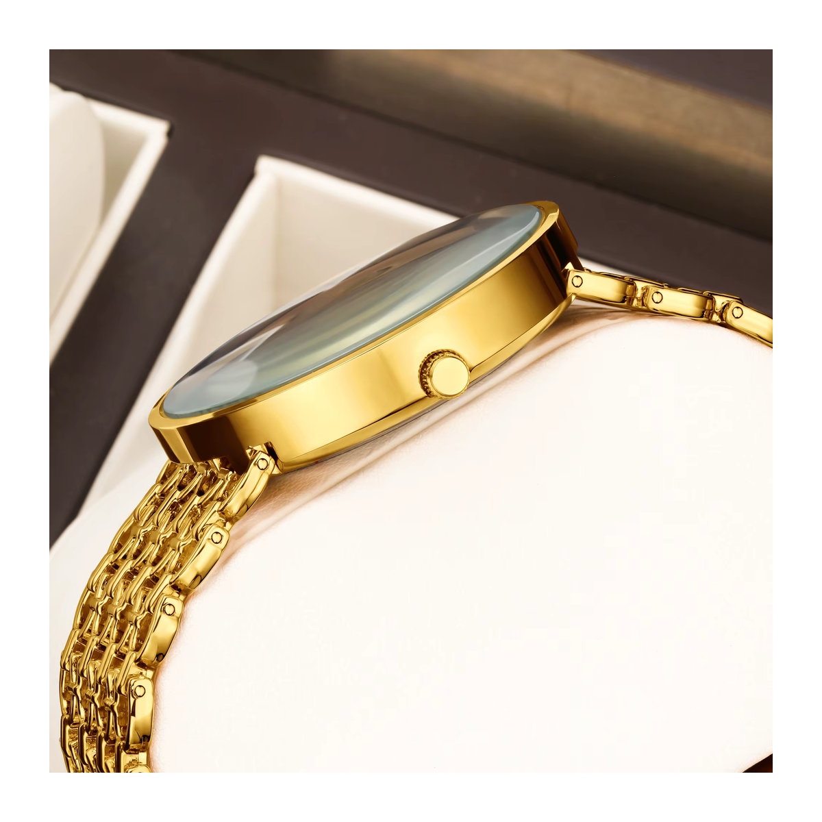 YaLaLuSi Minimalistische Quarzuhr für Damen in Gold mit rundem Zifferblatt - Bild 2