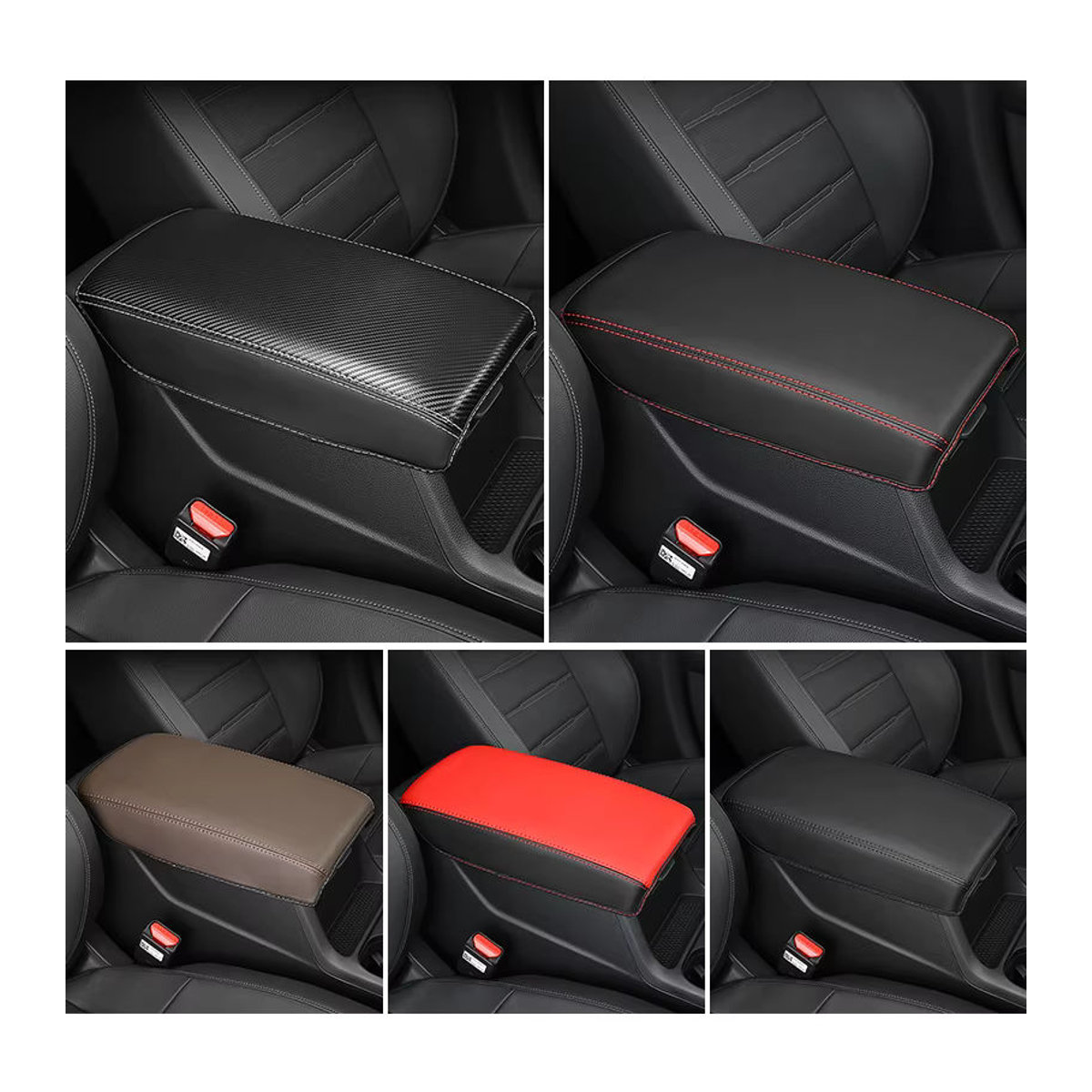 YaLumei Armlehnen-Abdeckung aus Leder für Honda CR-V 6. Generation 2023-2025 Hybrid, Schwarz, Geometrisches Design - Bild 2
