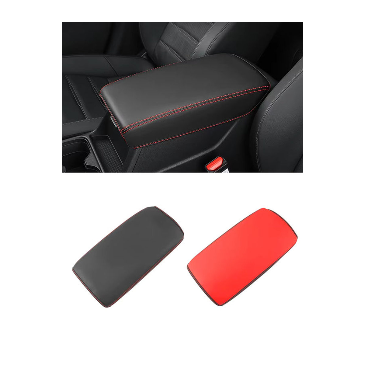 YaLumei Armlehnen-Abdeckung aus Leder für Honda CR-V 6. Generation 2023-2025 Hybrid, Schwarz, Geometrisches Design - Bild 4