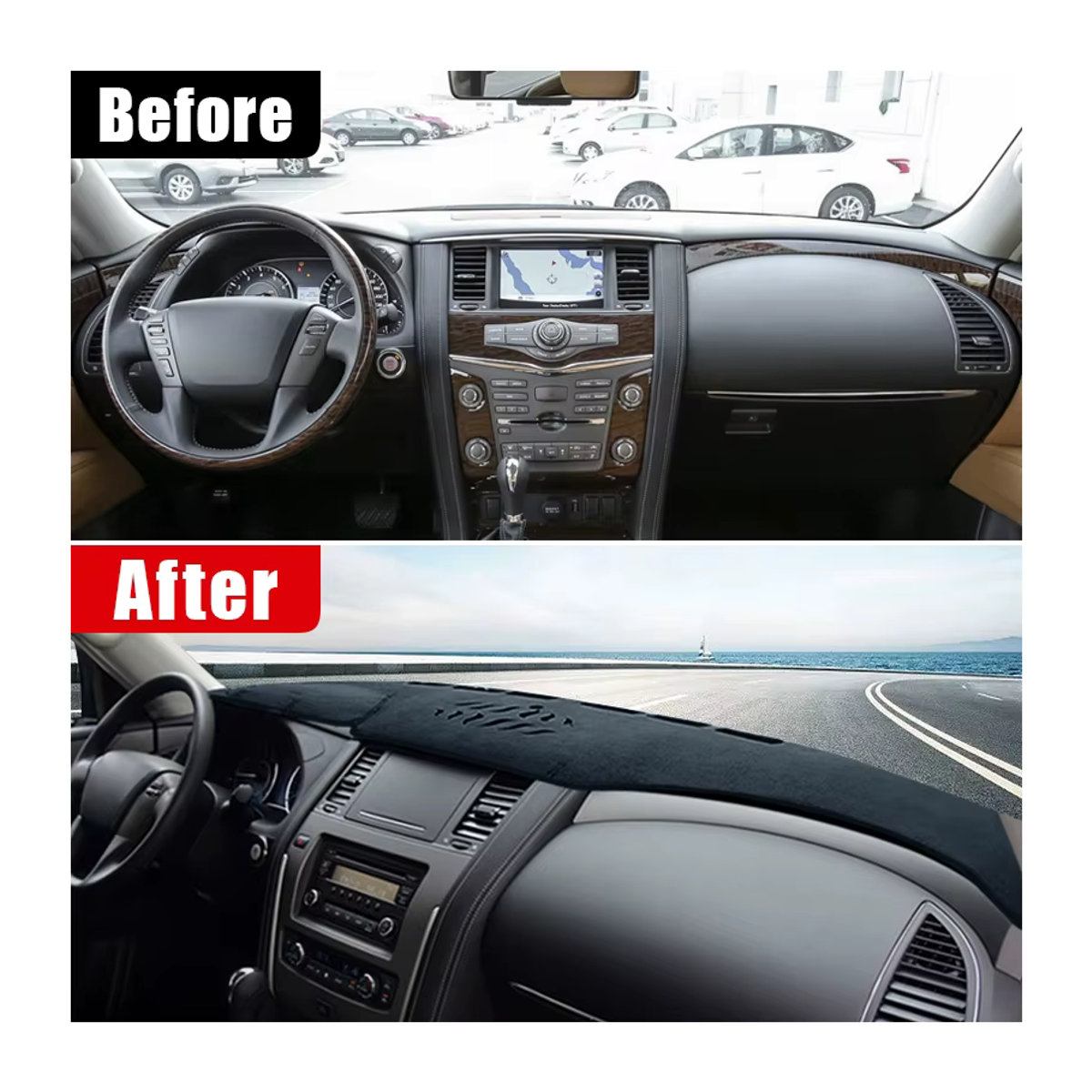 YaLumei Auto Dashboard Sonnenschutz Abdeckung in Schwarz für Nissan Patrol Y62 - Bild 2