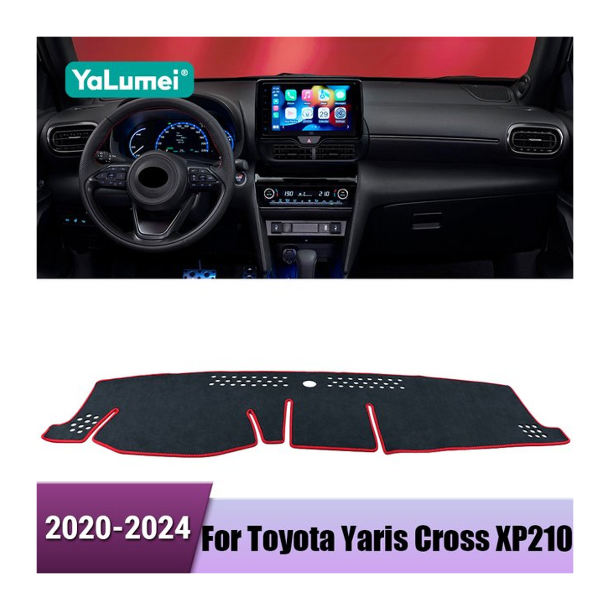 YaLumei Dashboard Abdeckung aus Textil in Schwarz für Toyota Yaris Kreuz XP210 (2020-2024) - Bild 1