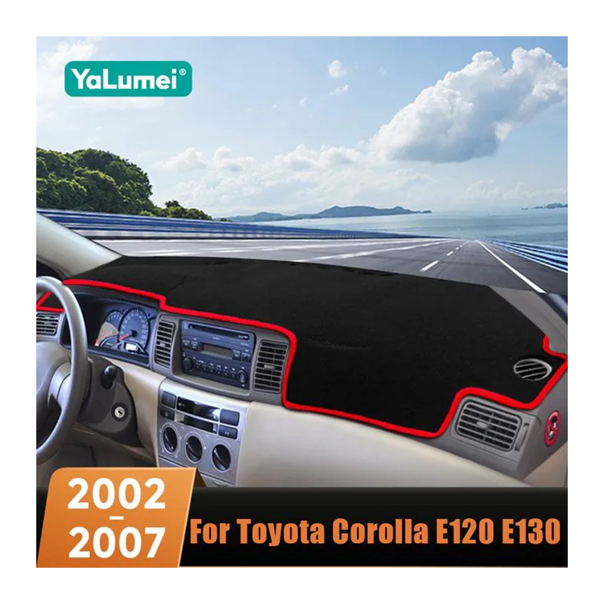 YaLumei Dashboard Abdeckung für Toyota Corolla Altis Runx Allex E120 E130 2001-2007, Sonnenschutz Pad aus Textil, Schwarz - Bild 1
