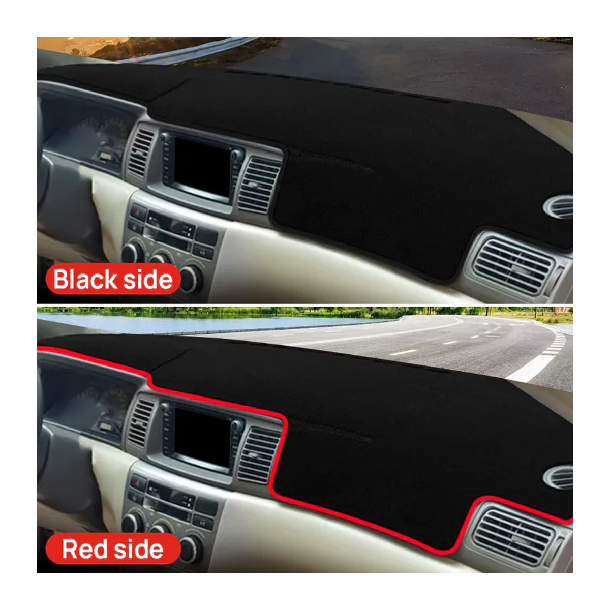YaLumei Dashboard Abdeckung für Toyota Corolla Altis Runx Allex E120 E130 2001-2007, Sonnenschutz Pad aus Textil, Schwarz - Bild 3
