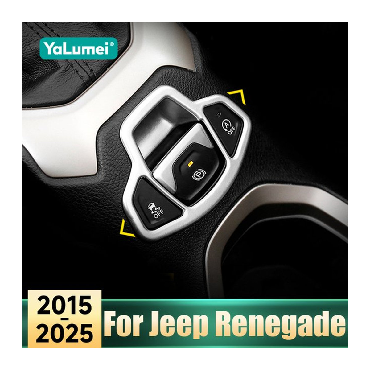 YaLumei Elektronische Handbremse Abdeckung für Jeep Renegade BU, Panel Trim Aufkleber aus Kunststoff, Schwarz - Bild 1