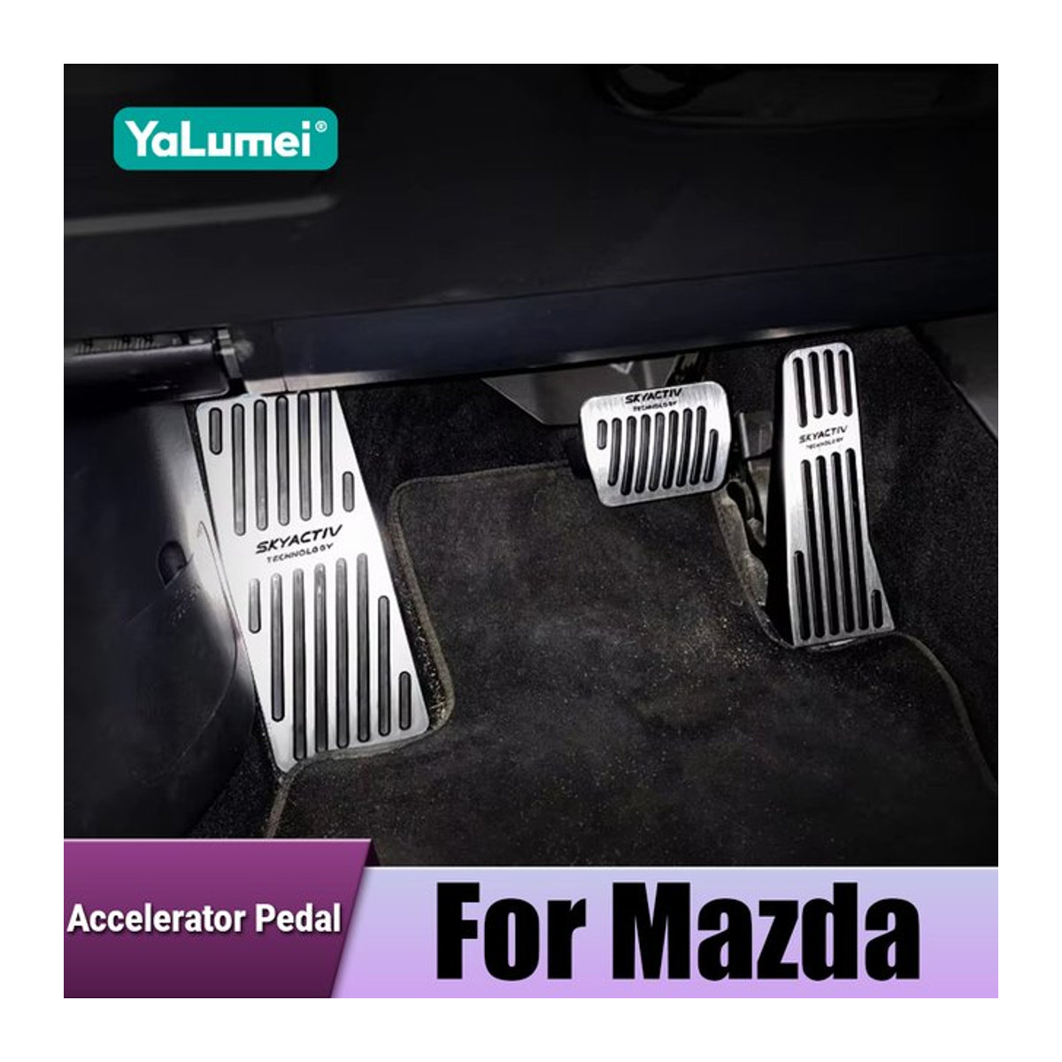 YaLumei Pedalabdeckungen Set für Mazda 3 BP CX30 CX50 CX60 MX30 in Silber aus Metall mit gestreiftem Design - Bild 1