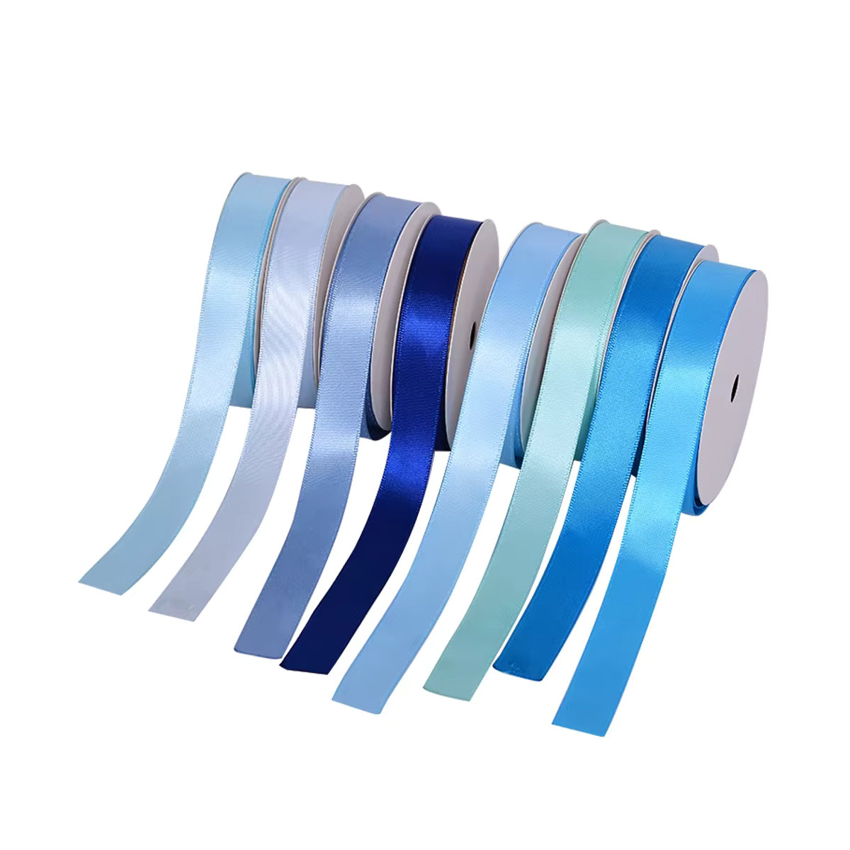 YAMA13 doppelseitiges Satinband Blau für Hochzeitsdekoration und Bastelarbeiten, 100 Yards pro Rolle - Bild 2