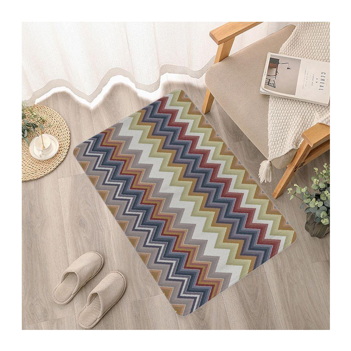 YangJOJO Fußmatte im Missoni-Stil mit gestreiften Wellen, mehrfarbig, B/T: 120 x 40 cm - Bild 1