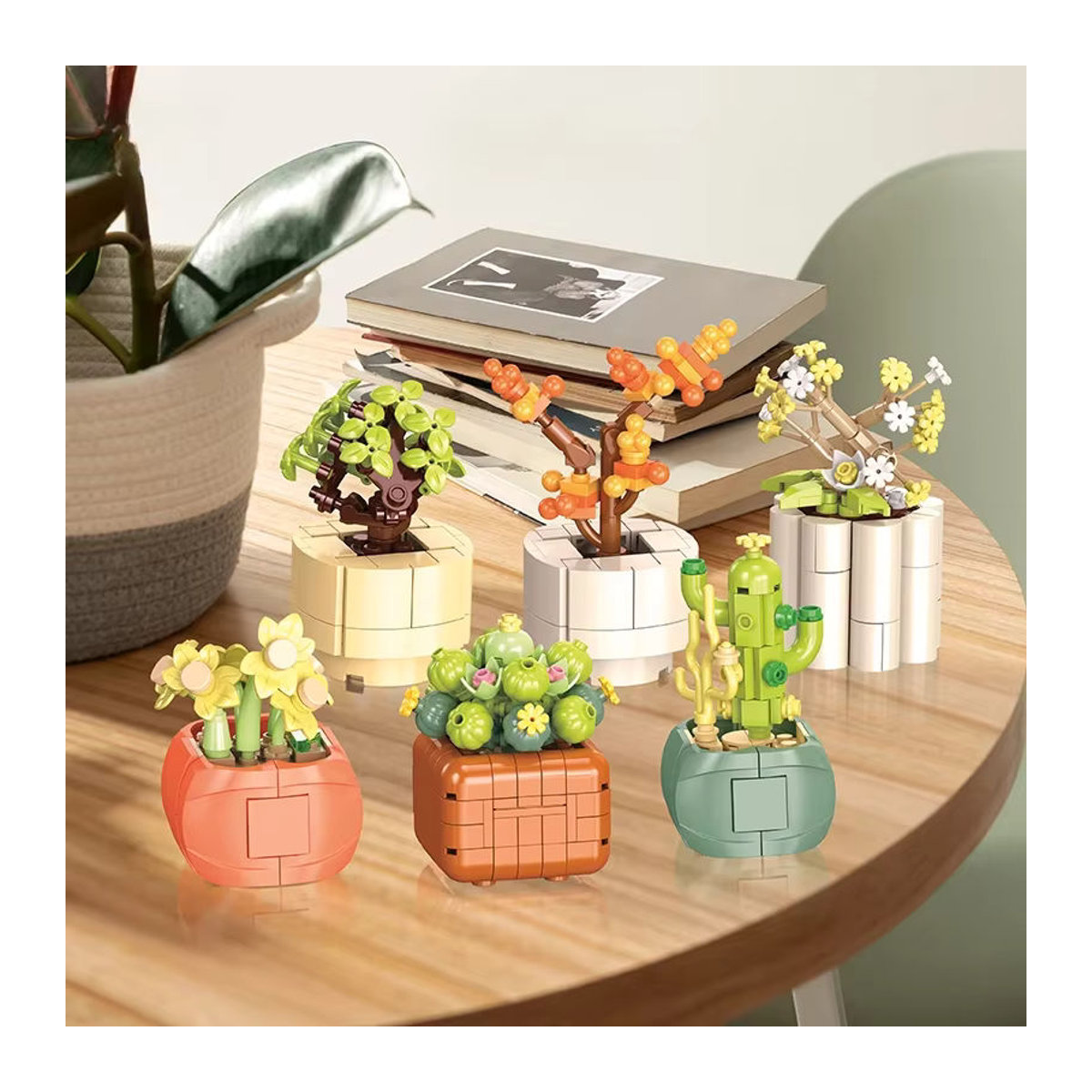 Yangkili Dekoration Set Pflanzen und Ziegel aus Kunststoff, Mehrfarbig, Desktop Dekoration und Spielzeug für Kinder - Bild 3