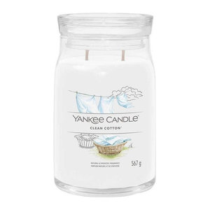 Yankee Candle Duftkerze Clean Cotton in Weiß mit Sojawachs und Glas, 567 g