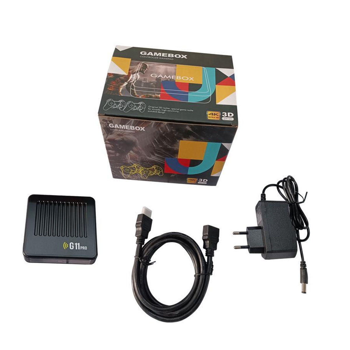 YAO JING G11 Pro Retro-Videospielkonsole mit 60000 Spielen, 4K HD TV Game Stick, kabellose Doppelcontroller, Schwarz - Bild 3