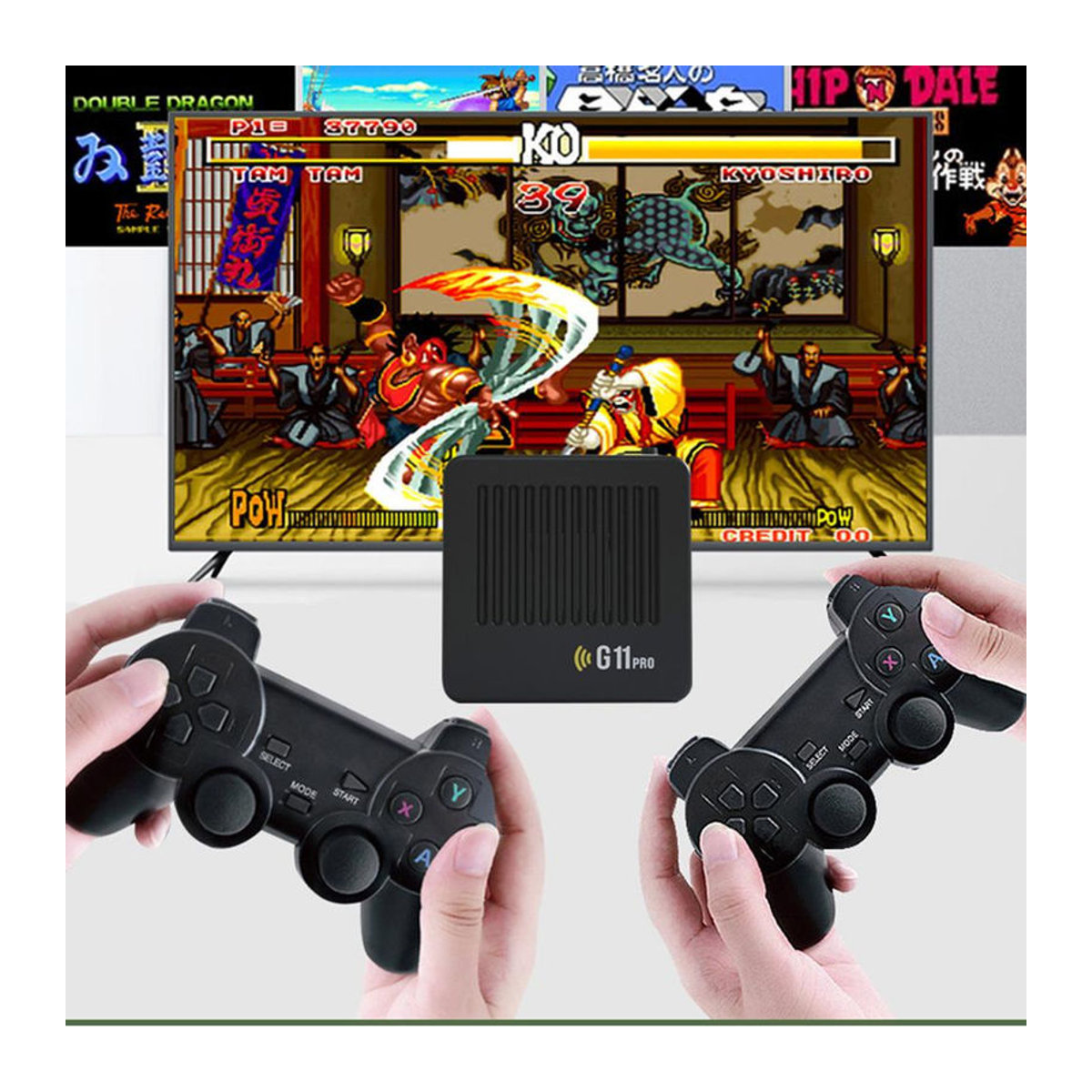 YAO JING G11 Pro Retro-Videospielkonsole mit 60000 Spielen, 4K HD TV Game Stick, kabellose Doppelcontroller, Schwarz - Bild 6