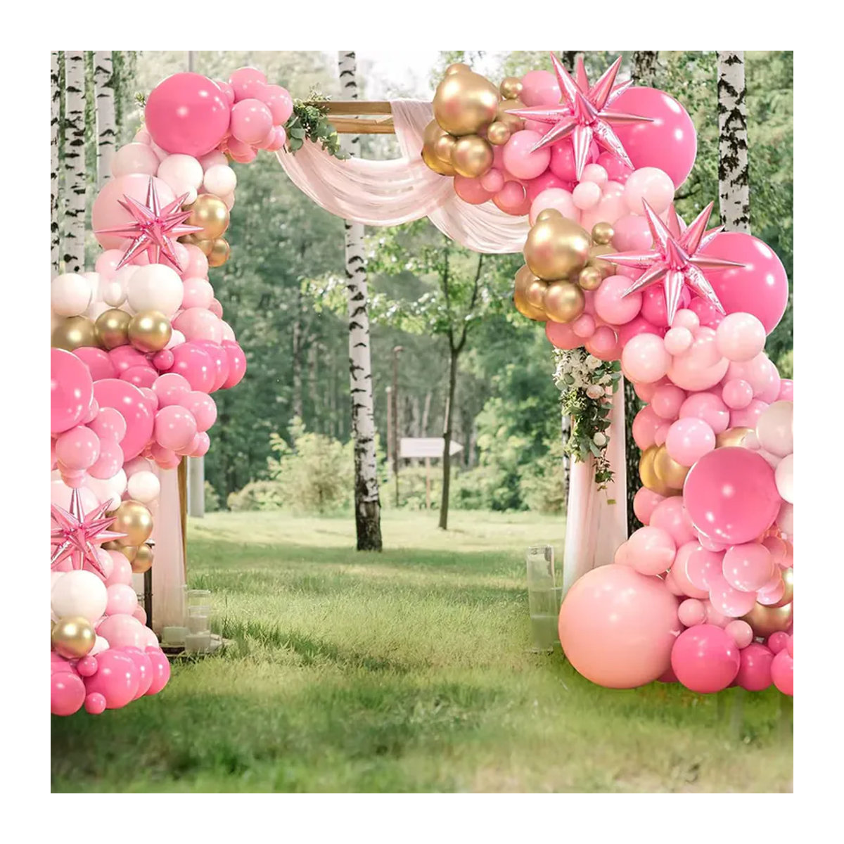 YAYB 119-teiliges Ballongirlanden-Set in Rosa, Gold und Weiß mit Stern-Folienballons für Geburtstag und Partydeko - Bild 2