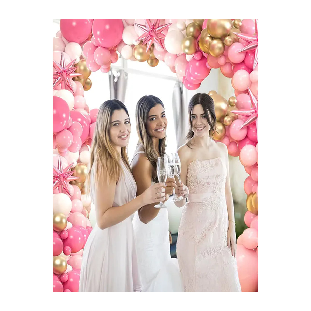YAYB 119-teiliges Ballongirlanden-Set in Rosa, Gold und Weiß mit Stern-Folienballons für Geburtstag und Partydeko - Bild 6