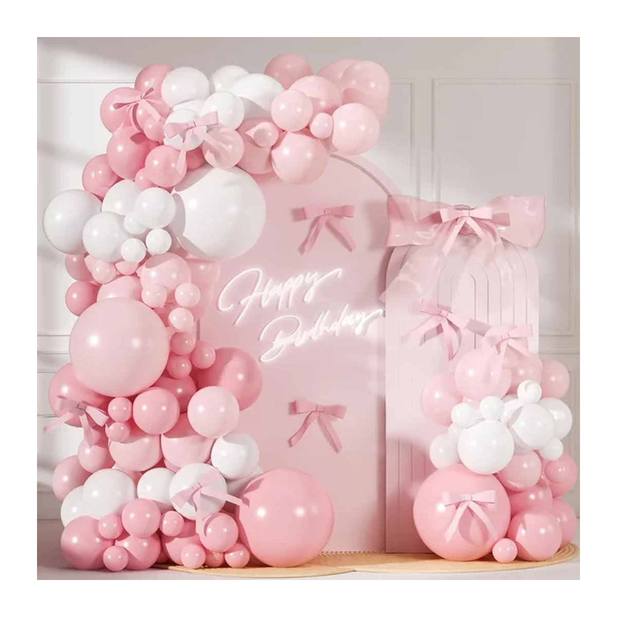 YAYB Ballonbogen-Set in Rosa und Weiß für Hochzeit, Geburtstag oder Babyparty, ästhetisches Dekorationsset in unregelmäßiger Form - Bild 1