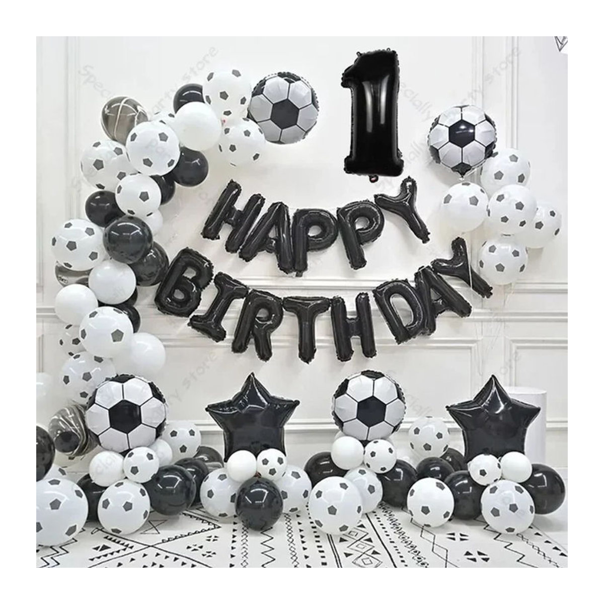YAYB Fußball Ballon Girlande Set mit 130 Stück aus Folien und Latex für Kinder Geburtstags Party Dekoration in Mehrfarbig - Bild 1