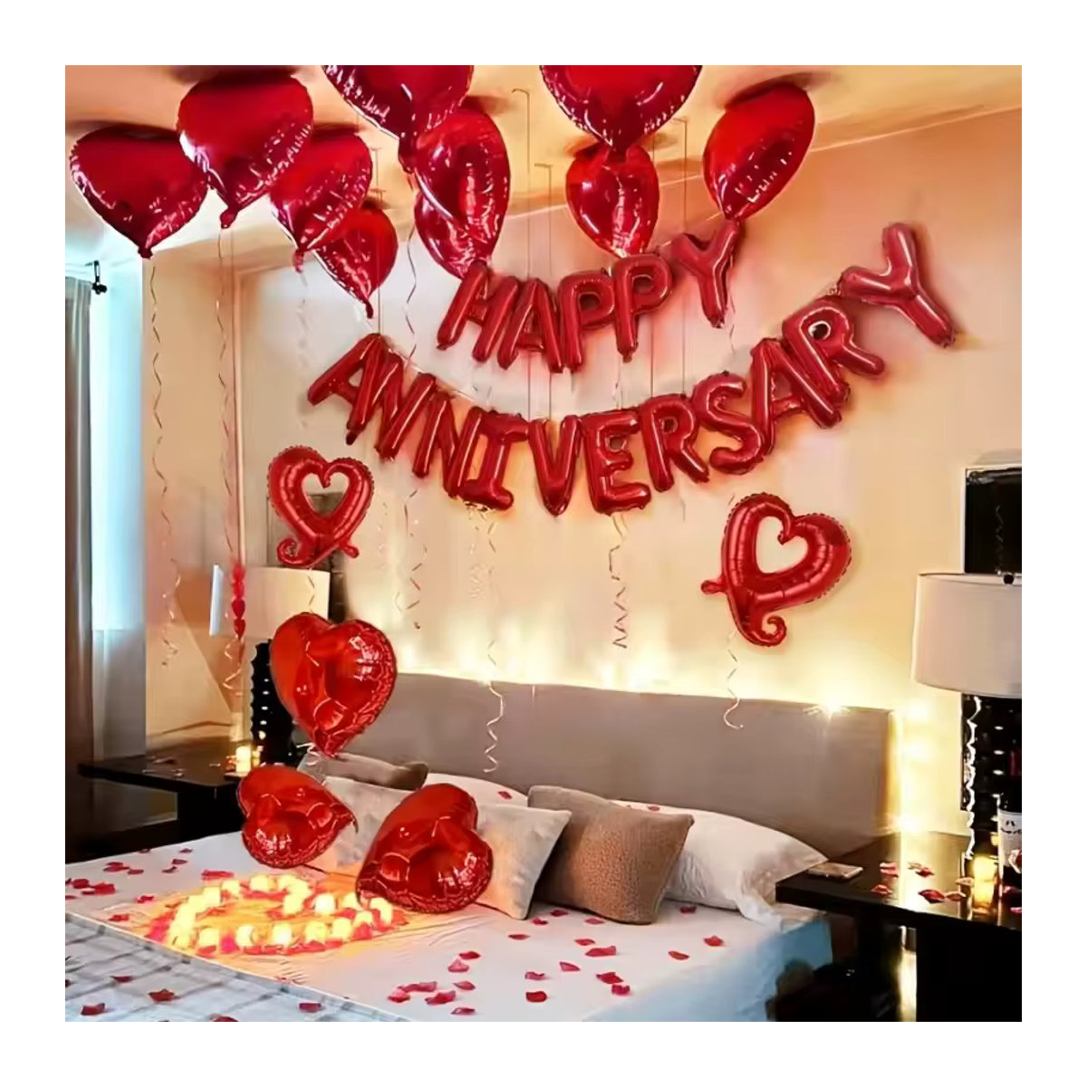 YAYB Happy Anniversary Folienballons Set in Rot, 16 Zoll für Hochzeiten und Valentinstag Dekorationen - Bild 1