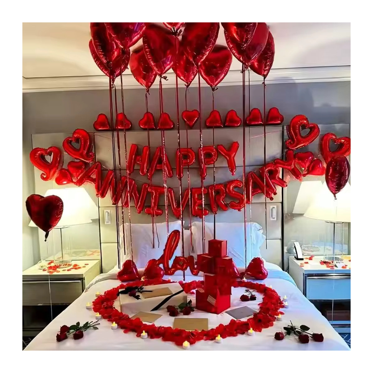 YAYB Happy Anniversary Folienballons Set in Rot, 16 Zoll für Hochzeiten und Valentinstag Dekorationen - Bild 2