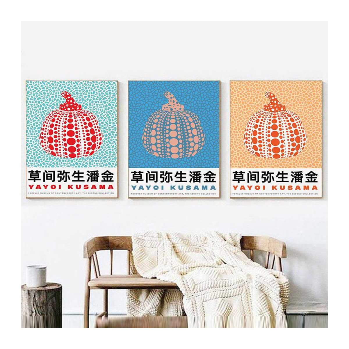Yayoi Kusama Super Pumpkin Leinwandbild mit Punkten, moderne Wanddekoration für dein Wohnzimmer, mehrfarbig, B: 60 cm, H: 90 cm, rahmenlos - Bild 2
