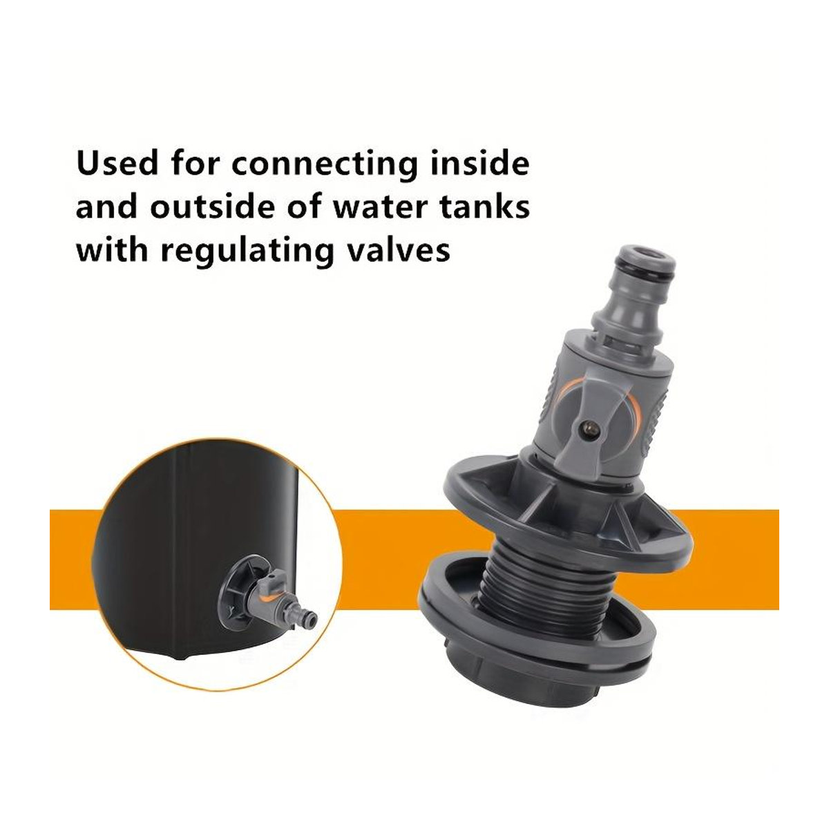 YC Direct 2er-Set IBC-Wasserfass-Adapter aus Kunststoff mit Ventil und Außengewinde in Schwarz - Bild 2